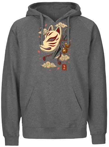 Verzauberte Kitsune-Maske - kitsune, kitsune maske, japan, japanisch, anime, manga, dämonentöter, tanjiro, illustration, lm2kone, geek, cadeau, asiatisch, kunai, ninja, samurai, shinobi - Fairtrade Hoodie
