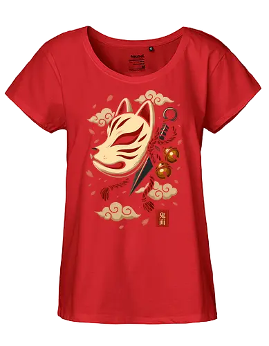 Verzauberte Kitsune-Maske - kitsune, kitsune maske, japan, japanisch, anime, manga, dämonentöter, tanjiro, illustration, lm2kone, geek, cadeau, asiatisch, kunai, ninja, samurai, shinobi - Fairtrade Girl Shirt