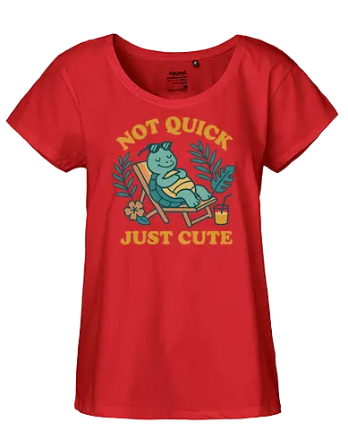 Not Quick Just Cute - turtle, relaxing, tropical, cute, deck chair, drink, leisure, humorous, summer, nature - Fairtrade Girl Shirt