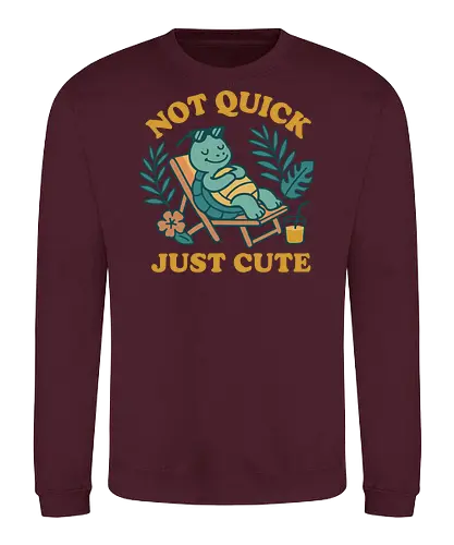 Not Quick Just Cute - turtle, relaxing, tropical, cute, deck chair, drink, leisure, humorous, summer, nature - Sweatshirt