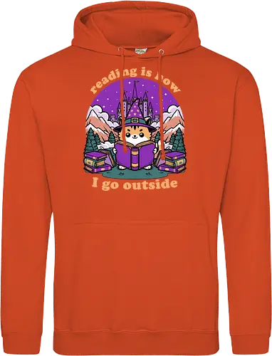 Magical Journey Cat - Geek, Inside, Castle, Read, Reading, Cat, Pet, Magic, Magical, Book, Books, Bookworm, Book Club, library, Fantasy, Adventure, Nerd - Standard Hoodie