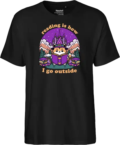 Magical Journey Cat - Geek, Inside, Castle, Read, Reading, Cat, Pet, Magic, Magical, Book, Books, Bookworm, Book Club, library, Fantasy, Adventure, Nerd - Fairtrade T-Shirt