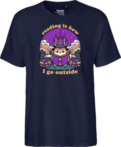 Magical Journey Cat - Geek, Inside, Castle, Read, Reading, Cat, Pet, Magic, Magical, Book, Books, Bookworm, Book Club, library, Fantasy, Adventure, Nerd - Fairtrade T-Shirt