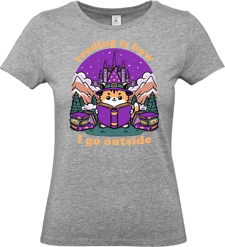 Magical Journey Cat - Geek, Inside, Castle, Read, Reading, Cat, Pet, Magic, Magical, Book, Books, Bookworm, Book Club, library, Fantasy, Adventure, Nerd - Standard T-Shirt (Women)