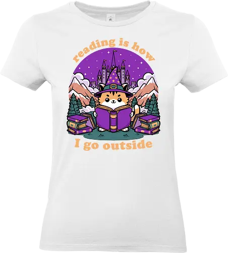 Magical Journey Cat - Geek, Inside, Castle, Read, Reading, Cat, Pet, Magic, Magical, Book, Books, Bookworm, Book Club, library, Fantasy, Adventure, Nerd - Standard T-Shirt (Women)