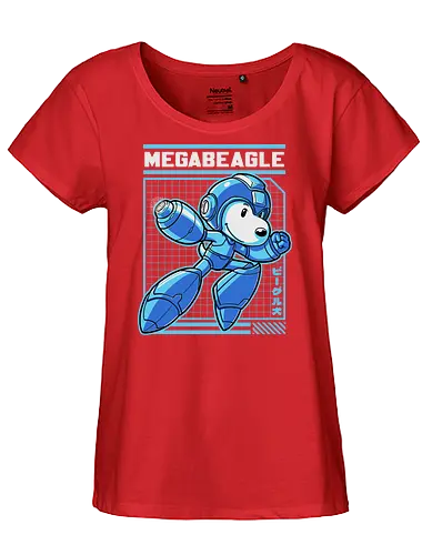 Mega Beagle Videogame - funny, comic, mega, dog, video game, cartoon, dog, pet, beagle, robot, android, cyborg, classic, retro vintage, adventure, fantasy, cute, fun - Fairtrade Girl Shirt