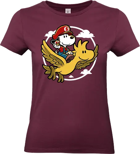 Super Beagle Bros - plumber, video game, comic, cartoon, dog, pet, beagle, bird, mushroom, classic, retro vintage, adventure, fantasy, cute, fun, funny - Standard T-Shirt (Women)