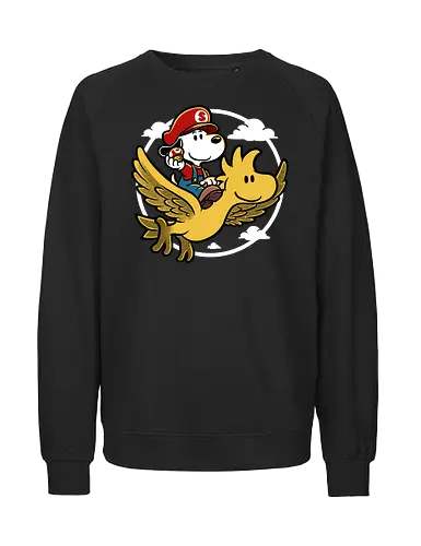 Super Beagle Bros - plumber, video game, comic, cartoon, dog, pet, beagle, bird, mushroom, classic, retro vintage, adventure, fantasy, cute, fun, funny - Fairtrade Sweatshirt
