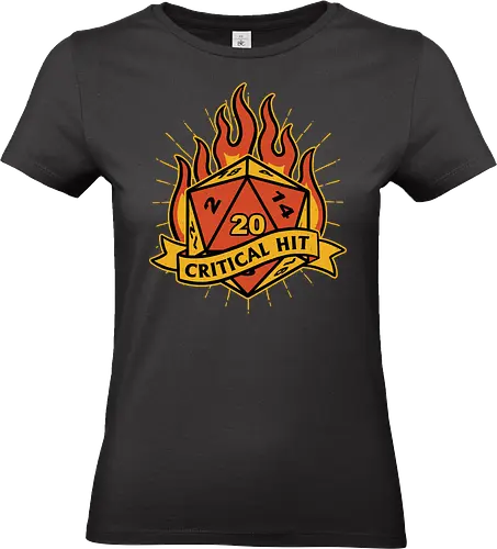 RPG Fire Dice Tattoo  - Retro Vintage, Fantasy, Adventure, Rpg, Role-play, Role-playing, game, D20, Dungeon Master, Dungeon, Magic, Magical, Critical Hit, Fire, Fireball, Tattoo, Traditional Tattoo, Vintage, Retro - Standard T-Shirt (Women)