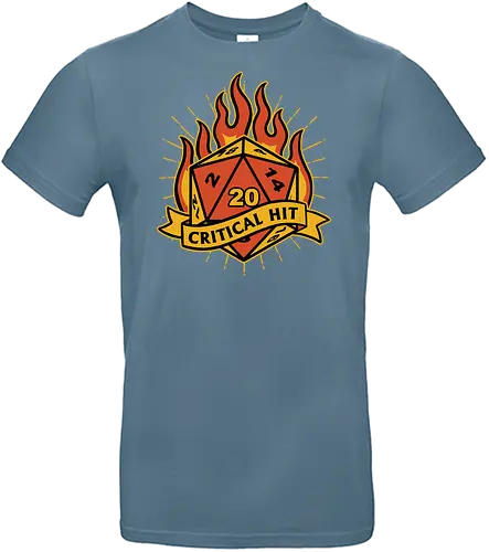 RPG Fire Dice Tattoo  - Retro Vintage, Fantasy, Adventure, Rpg, Role-play, Role-playing, game, D20, Dungeon Master, Dungeon, Magic, Magical, Critical Hit, Fire, Fireball, Tattoo, Traditional Tattoo, Vintage, Retro - Standard T-Shirt