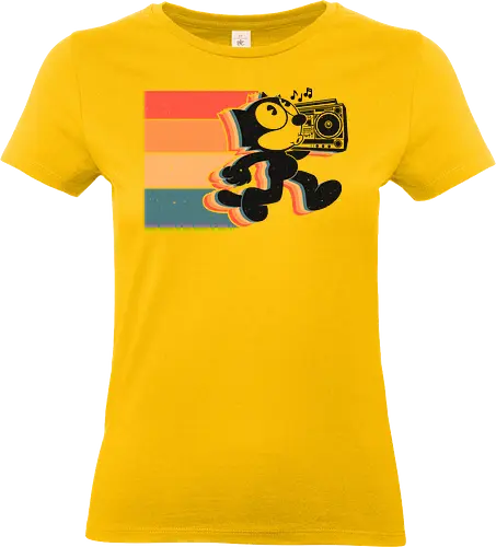 Retro Groove Cat - dancing cat, retro cat, 80s aesthetic, boombox, vintage cartoon, funky cat, music lover, nostalgia, colorful design, pop culture, vaporwave vibes, old school cool - Standard T-Shirt (Women)