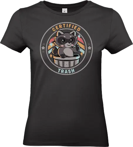 Certified Trash - cool, Waschbär, Müll, lustiger Waschbär, Müll-Panda, sarkastisch, Retro-Waschbär, raccoon, trash, funny raccoon, trash panda, sarcastic, retro raccoon, certified trash, vintage, cute, self deprecating, adorable, thumbs up, it is what it is, rainbow - Standard T-Shirt (Women)