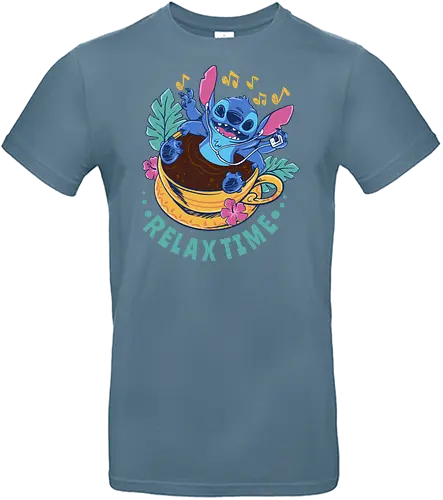 relax for coffee time - alien, coffee, aloha, monster, experiment, music, floral, ornament, flower, surfer, vintage, movie, cartoon, kids, drawing, wave, vacation, holiday - Standard T-Shirt