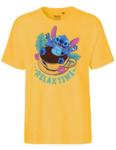 relax for coffee time - alien, coffee, aloha, monster, experiment, music, floral, ornament, flower, surfer, vintage, movie, cartoon, kids, drawing, wave, vacation, holiday - Fairtrade T-Shirt
