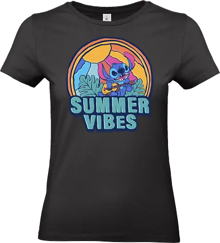 alien summer vibes - alien, coffee, aloha, monster, experiment, music, floral, ornament, flower, surfer, vintage, movie, cartoon, kids, drawing, wave, vacation, holiday - Standard T-Shirt (Women)