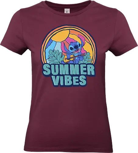 alien summer vibes - alien, coffee, aloha, monster, experiment, music, floral, ornament, flower, surfer, vintage, movie, cartoon, kids, drawing, wave, vacation, holiday - Standard T-Shirt (Women)