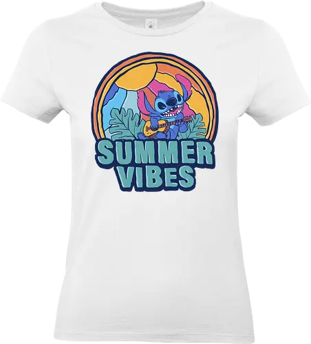 alien summer vibes - alien, coffee, aloha, monster, experiment, music, floral, ornament, flower, surfer, vintage, movie, cartoon, kids, drawing, wave, vacation, holiday - Standard T-Shirt (Women)