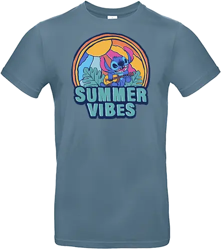 alien summer vibes - alien, coffee, aloha, monster, experiment, music, floral, ornament, flower, surfer, vintage, movie, cartoon, kids, drawing, wave, vacation, holiday - Standard T-Shirt