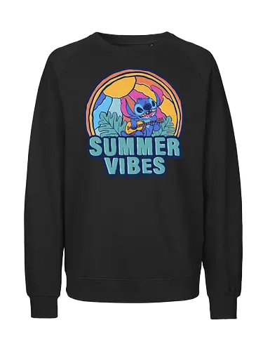alien summer vibes - alien, coffee, aloha, monster, experiment, music, floral, ornament, flower, surfer, vintage, movie, cartoon, kids, drawing, wave, vacation, holiday - Fairtrade Sweatshirt