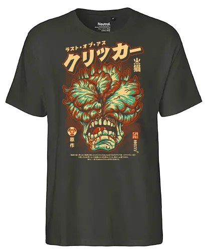 Click Click Madafaka - cute, tv series, clicker, chibi, cartoon, gamer, japanese, retro, comic, zombie, horror, infected, fungi, apocalypse, mushroom, fungus, vintage japan, gaming, pop art, ellie, joel, Last, tlou - Fairtrade T-Shirt
