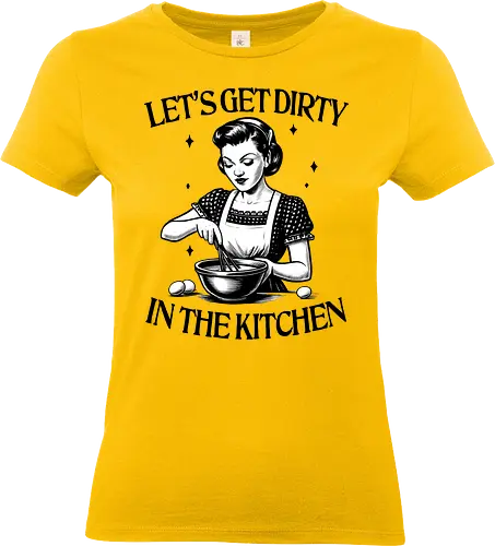 Let’s Get Dirty  - baking, bake, cooking, funny, humor, kitchen, retro, vintage, cookies, joke, messy fun, whisk it - Standard T-Shirt (Women)