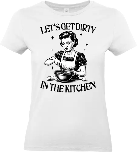 Let’s Get Dirty  - baking, bake, cooking, funny, humor, kitchen, retro, vintage, cookies, joke, messy fun, whisk it - Standard T-Shirt (Women)