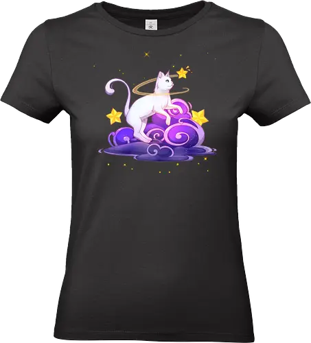 Katze auf Wolken 1 - katze, sterne, magisch, wolken - Standard T-Shirt (Women)