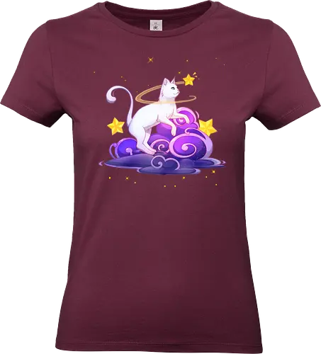 Katze auf Wolken 1 - katze, sterne, magisch, wolken - Standard T-Shirt (Women)
