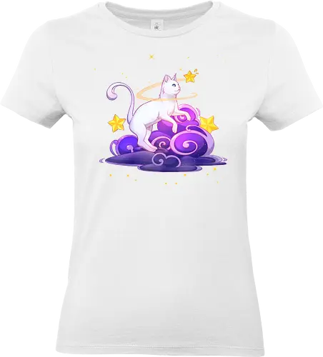 Katze auf Wolken 1 - katze, sterne, magisch, wolken - Standard T-Shirt (Women)