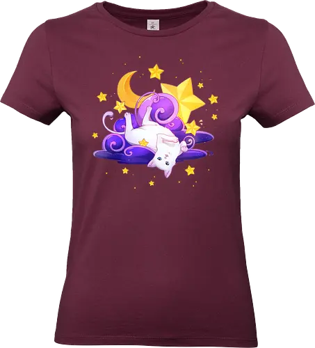 Katze auf Wolken 2 - katze, sterne, wolken, magisch - Standard T-Shirt (Women)