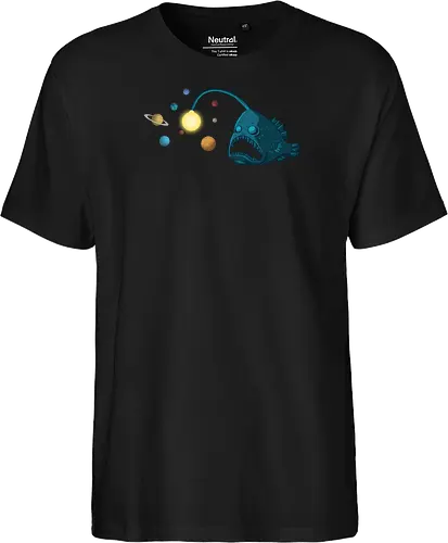 Space Trap - space, angler, astronomy, cosmos, earth, fish, galaxy, jupiter, mars, planet, sci fi, science, stars, sun, tp loves, universe - Fairtrade T-Shirt