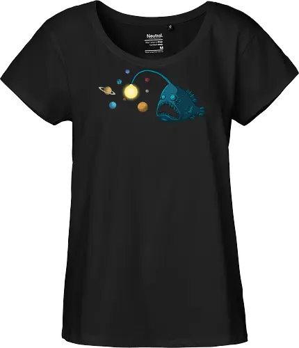 Space Trap - space, angler, astronomy, cosmos, earth, fish, galaxy, jupiter, mars, planet, sci fi, science, stars, sun, tp loves, universe - Fairtrade Girl Shirt