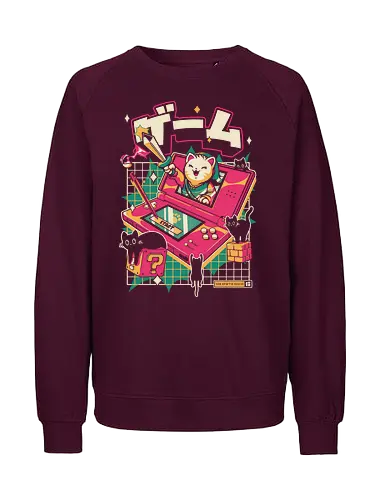 Meowtendo DS - cat, games, animals, anime, japanese, japan, cat lover, neko, cute, console, funny, kawaii, videogame, kitty, adventure - Fairtrade Sweatshirt
