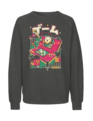 Meowtendo DS - cat, games, animals, anime, japanese, japan, cat lover, neko, cute, console, funny, kawaii, videogame, kitty, adventure - Fairtrade Sweatshirt