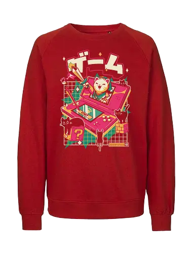 Meowtendo DS - cat, games, animals, anime, japanese, japan, cat lover, neko, cute, console, funny, kawaii, videogame, kitty, adventure - Fairtrade Sweatshirt