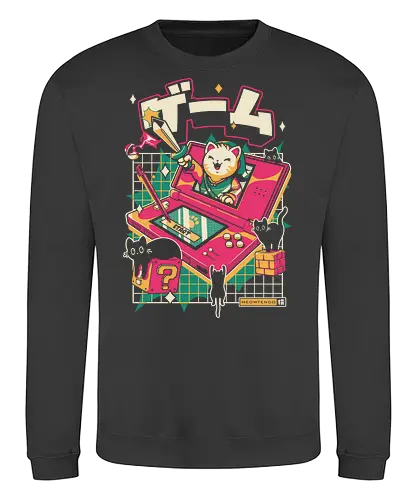 Meowtendo DS - cat, games, animals, anime, japanese, japan, cat lover, neko, cute, console, funny, kawaii, videogame, kitty, adventure - Sweatshirt