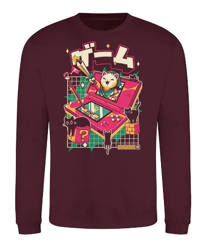 Meowtendo DS - cat, games, animals, anime, japanese, japan, cat lover, neko, cute, console, funny, kawaii, videogame, kitty, adventure - Sweatshirt