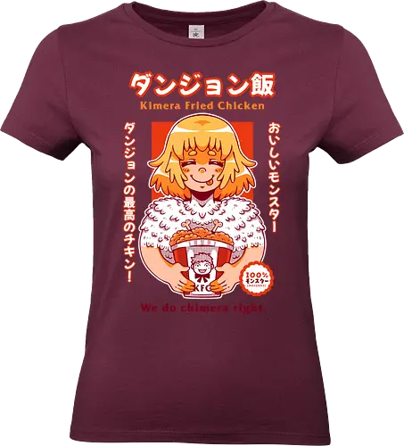 KIMERA FRIED CHICKEN - Meshi, anime, fanart, fallin, dragon, kimera, kfc, manga, dungeons, fantasy, food, elf - Standard T-Shirt (Women)