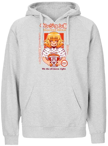 KIMERA FRIED CHICKEN - Meshi, anime, fanart, fallin, dragon, kimera, kfc, manga, dungeons, fantasy, food, elf - Fairtrade Hoodie