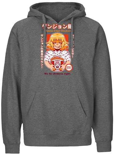 KIMERA FRIED CHICKEN - Meshi, anime, fanart, fallin, dragon, kimera, kfc, manga, dungeons, fantasy, food, elf - Fairtrade Hoodie