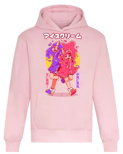 ICE CREAM ONI - ice cream, cute, oni, japan, japanese, kawaii, pink, fantasy, demon - Heavyweight Hoodie