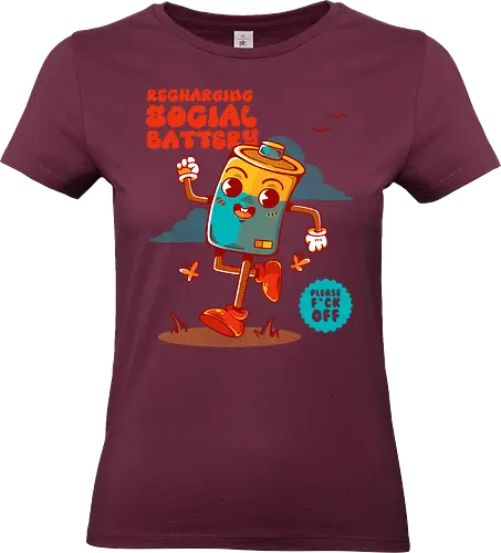 SOCIAL BATTERY - introvert, funny, retro, vintage, joke, cartoon - Standard T-Shirt (Women)