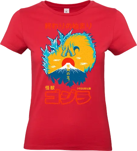 KING OF MONSTERS - kaiju, japan, japanese, Kaiju, Kaiju, king of monsters, mount fuji, monster - Standard T-Shirt (Women)