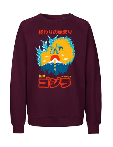 KING OF MONSTERS - kaiju, japan, japanese, Kaiju, Kaiju, king of monsters, mount fuji, monster - Fairtrade Sweatshirt