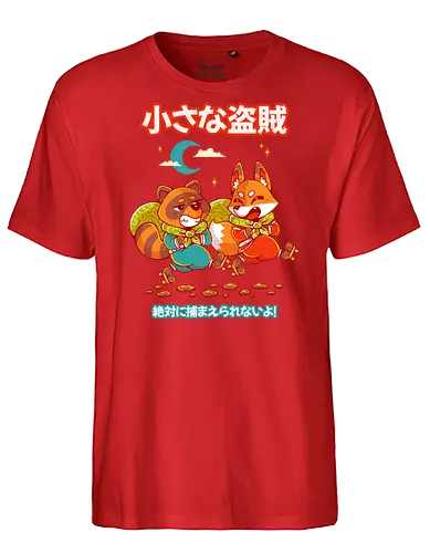 LITTLE BANDITS - kitsune, tanuki, raccoon, cute, kawaii, bandits, japan, japanese - Fairtrade T-Shirt