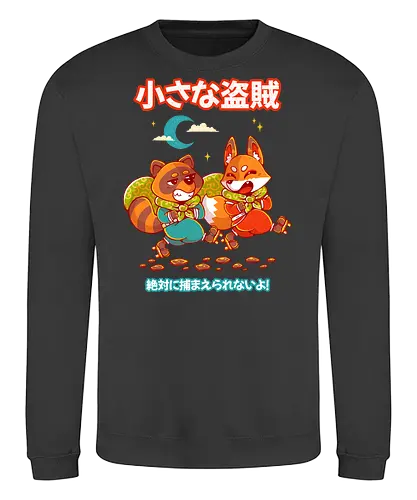 LITTLE BANDITS - kitsune, tanuki, raccoon, cute, kawaii, bandits, japan, japanese - Sweatshirt