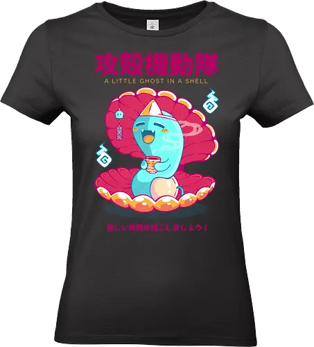 GHOST IN THE SHELL - ghost, halloween, shell, ghost in the shell, funyy, joke, kawaii, cute, sea, water - Standard T-Shirt (Women)