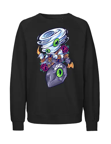 wind of stones - elements, creature, magic, playing card, card, tarot, poker, golden, cyclone, storm, fire, water, rock, king, funny, monster, creatures - Fairtrade Sweatshirt