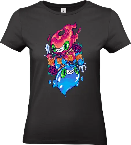 flame of water  - elements, creature, magic, playing card, card, tarot, poker, golden, cyclone, storm, fire, water, rock, king, funny, monster, creatures - Standard T-Shirt (Women)
