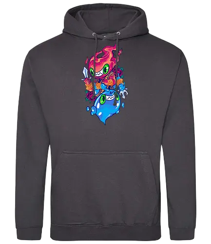 flame of water  - elements, creature, magic, playing card, card, tarot, poker, golden, cyclone, storm, fire, water, rock, king, funny, monster, creatures - Standard Hoodie